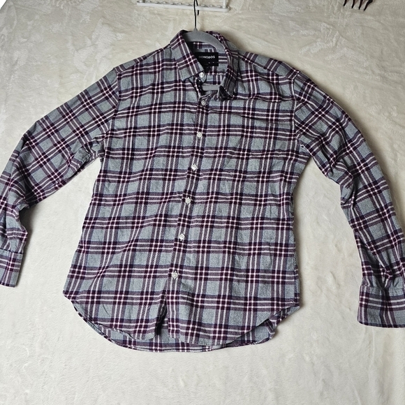 Bonobos Shirt Slim Fit Plaid Medium Men’s Gray Purple Cotton Fall Holiday - Picture 1 of 7